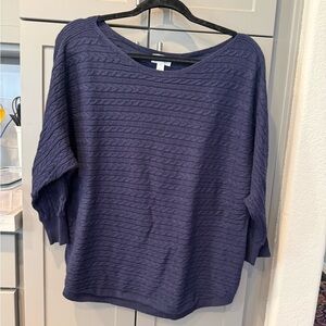 Market & Spruce Navy Cable Knit Dolman Sweater XL
